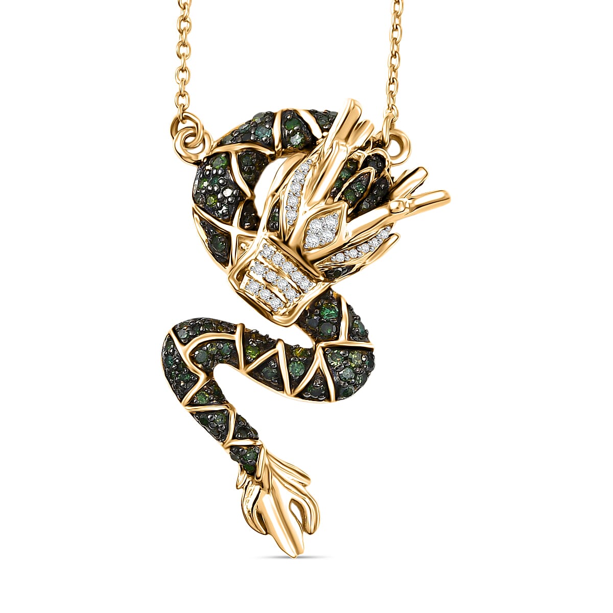 GP Green and White Diamond 0.75 ctw Necklace in 18K Vermeil Yellow Gold Over Sterling Silver 18 Inches image number 0