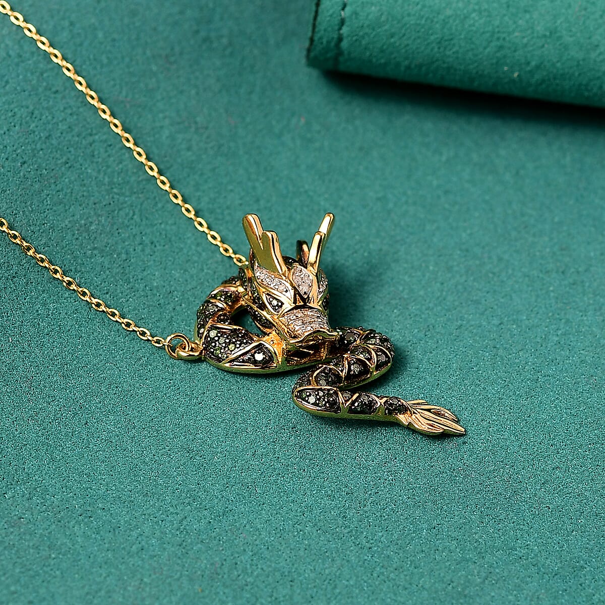 GP Green and White Diamond 0.75 ctw Necklace in 18K Vermeil Yellow Gold Over Sterling Silver 18 Inches image number 1