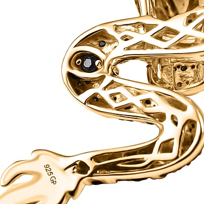 GP Trionfo Collection Green and White Diamond 0.70 ctw Dragon Necklace in 18K Vermeil Yellow Gold Over Sterling Silver (18-20 Inches)