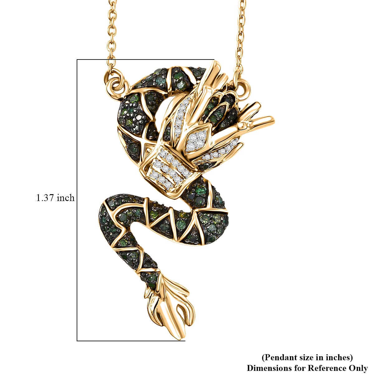 GP Green and White Diamond 0.75 ctw Necklace in 18K Vermeil Yellow Gold Over Sterling Silver 18 Inches image number 7
