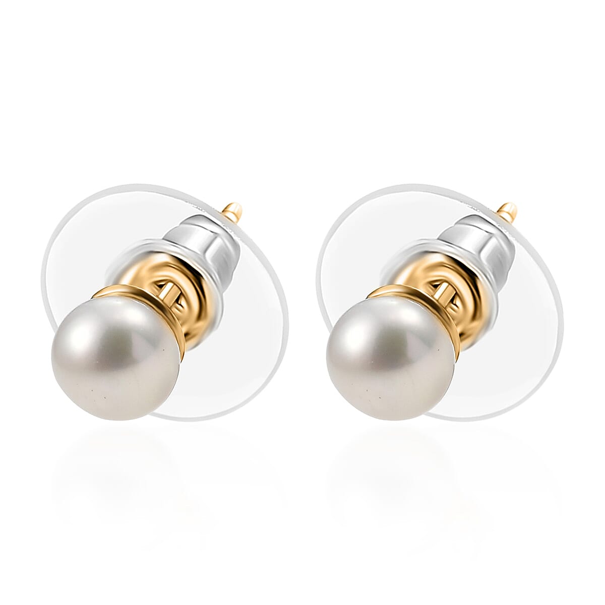 D'Joy Pearl Stud Earrings in 18K Vermeil Yellow Gold Over Sterling Silver image number 3