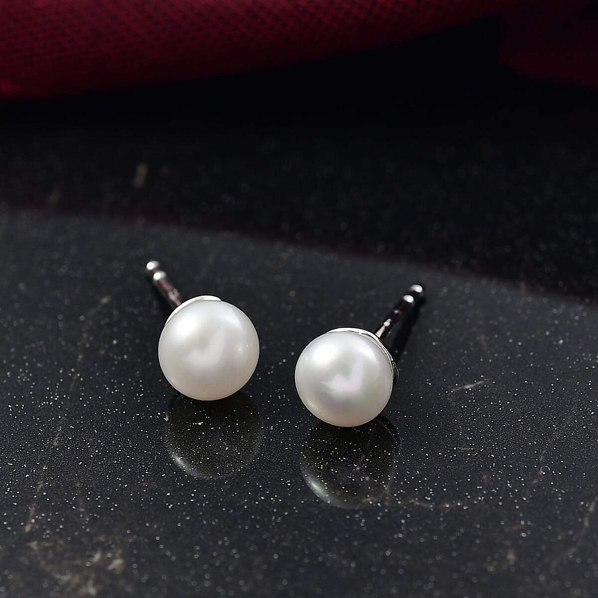 D'Joy Pearl Stud Earrings in Rhodium Over Sterling Silver image number 1