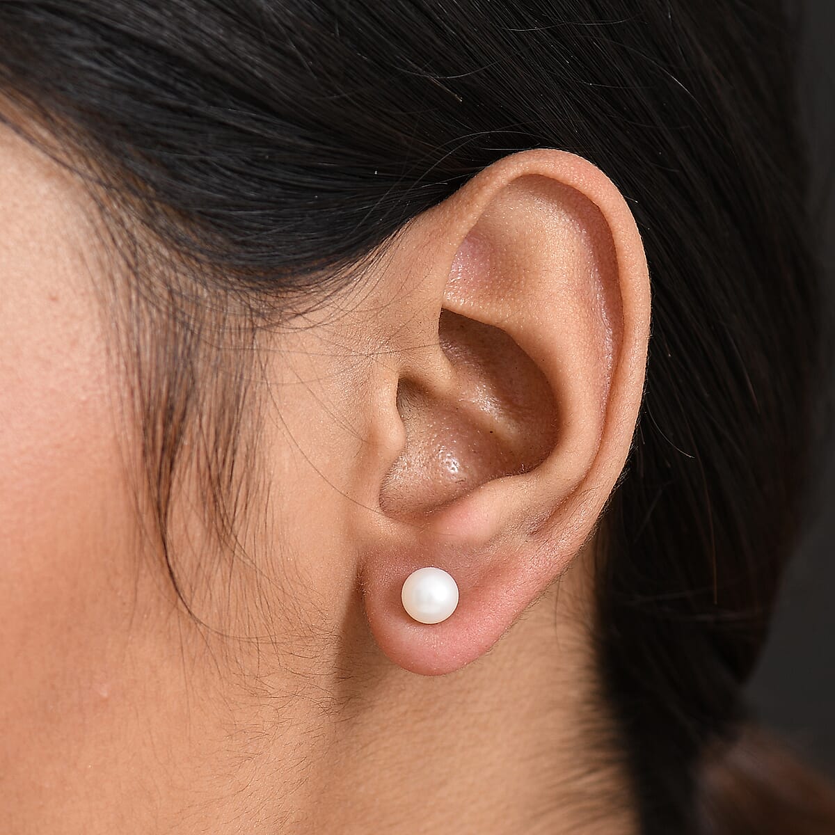 D'Joy Pearl Stud Earrings in Rhodium Over Sterling Silver image number 2