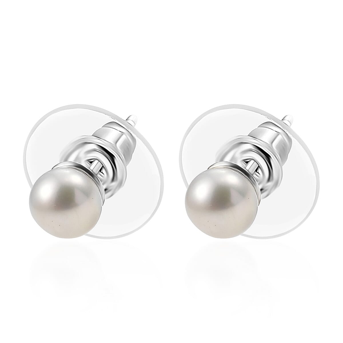 D'Joy Pearl Stud Earrings in Rhodium Over Sterling Silver image number 3