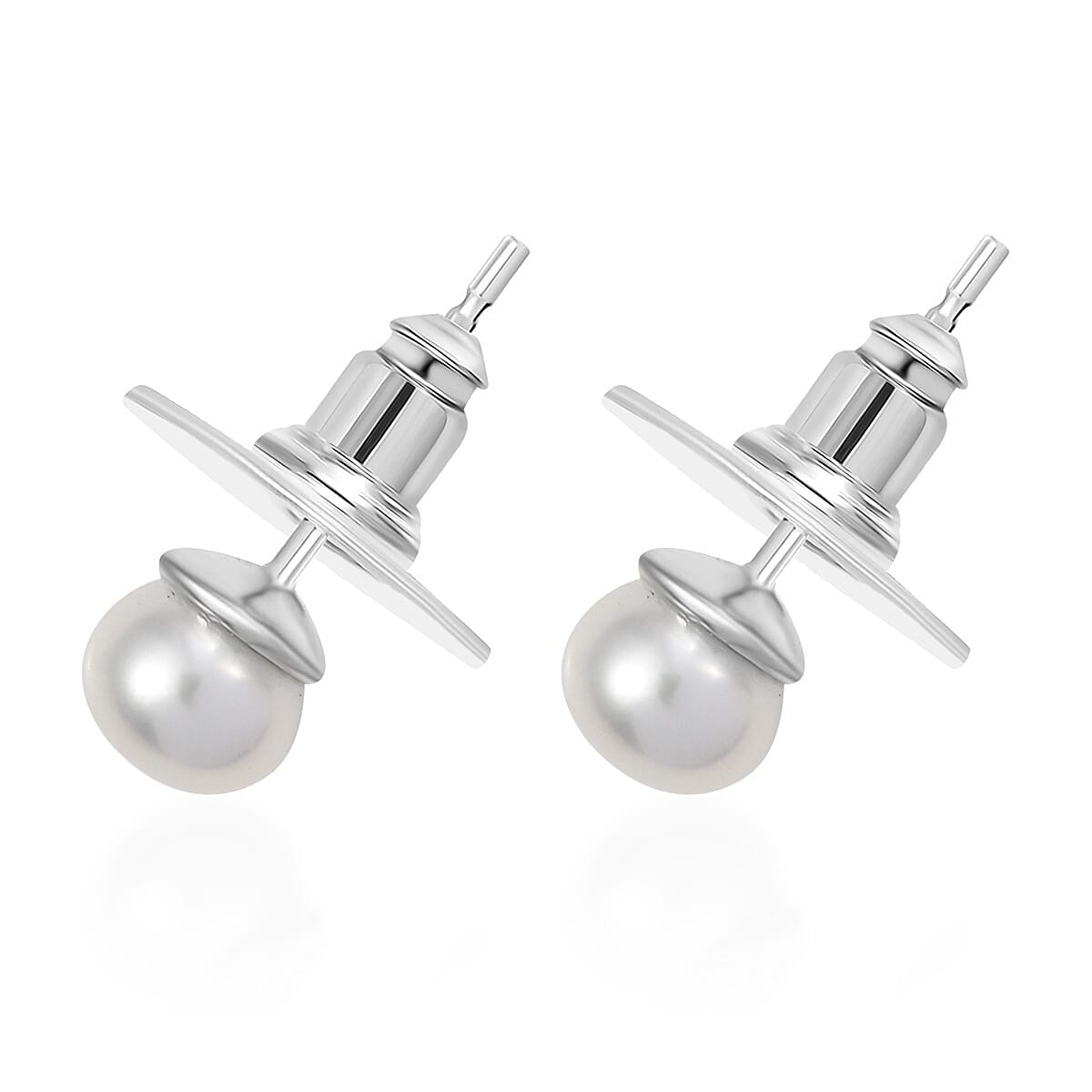 D'Joy Pearl Stud Earrings in Rhodium Over Sterling Silver image number 4
