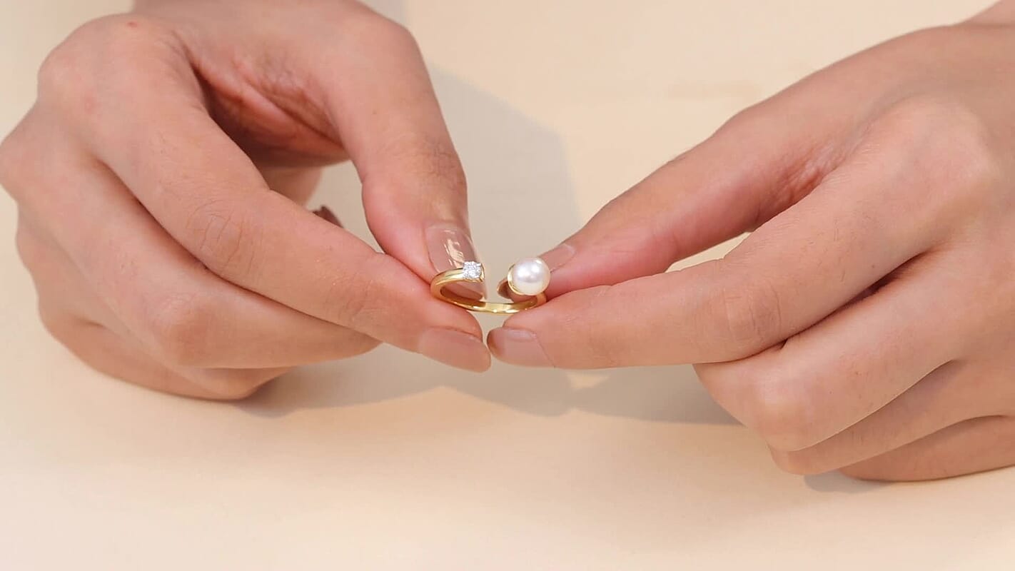 D'Joy Pearl, Lab Grown Diamond (I3) Ring in 18K Vermeil  YG Over Sterling Silver (Size 5.0) 0.10 ctw