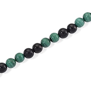 African Malachite and Shungite 230.00 ctw Beaded Necklace in Stainless Steel 18-20 Inches