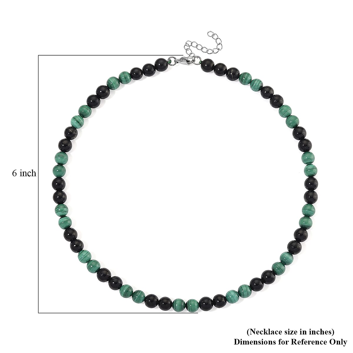 African Malachite and Shungite 230.00 ctw Beaded Necklace in Stainless Steel 18-20 Inches image number 5