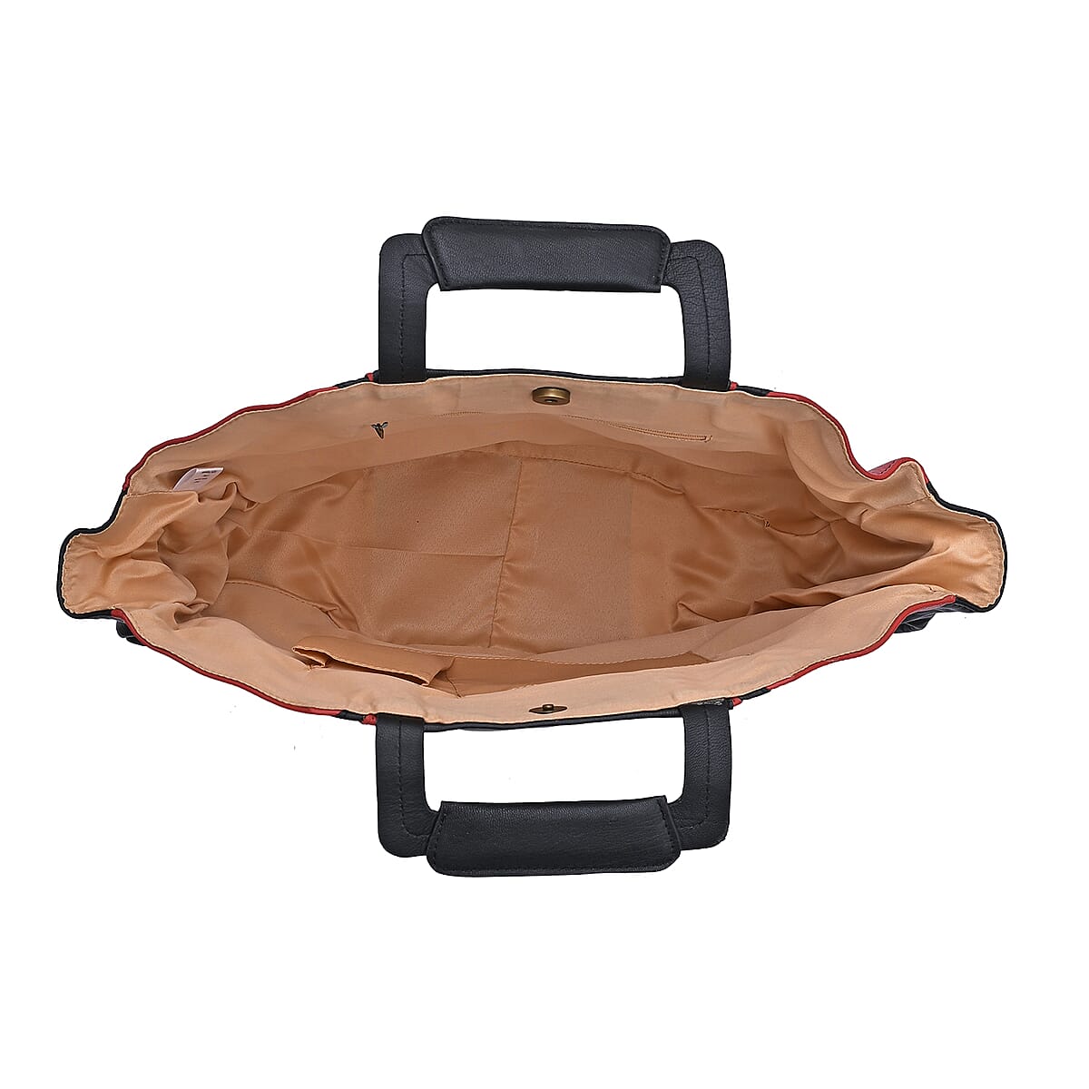 LA MAREY Red 100% Genuine Leather Tote Bag with Silk Scarf  image number 6