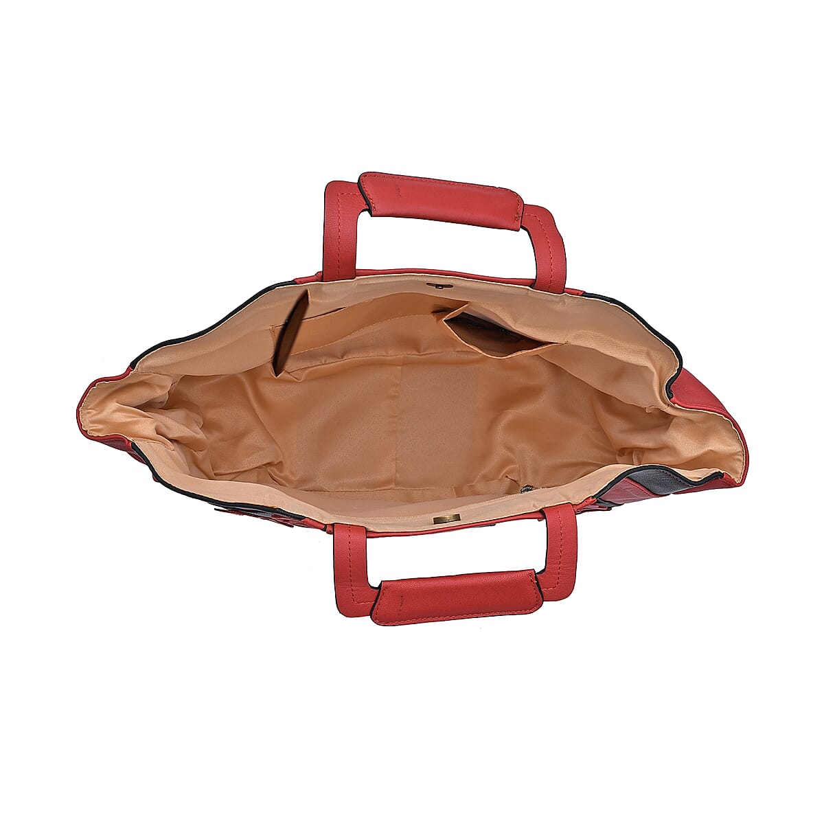 LA MAREY Black 100% Genuine Leather Tote Bag with Silk Scarf image number 6