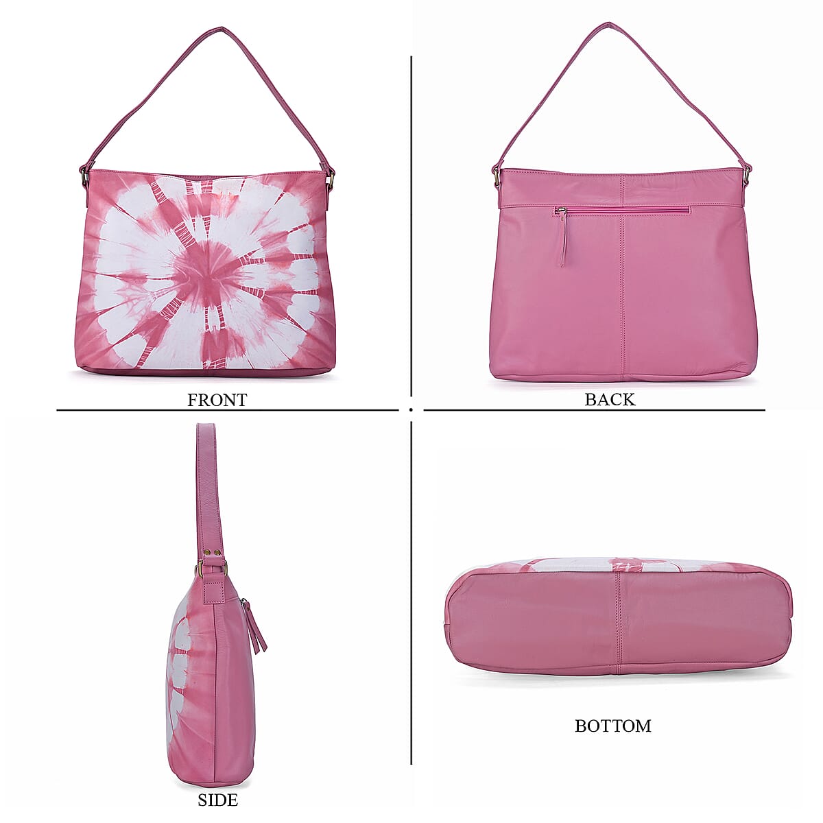 LA Marey Pink Genuine Leather Tote Bag with Silk Scarf image number 5