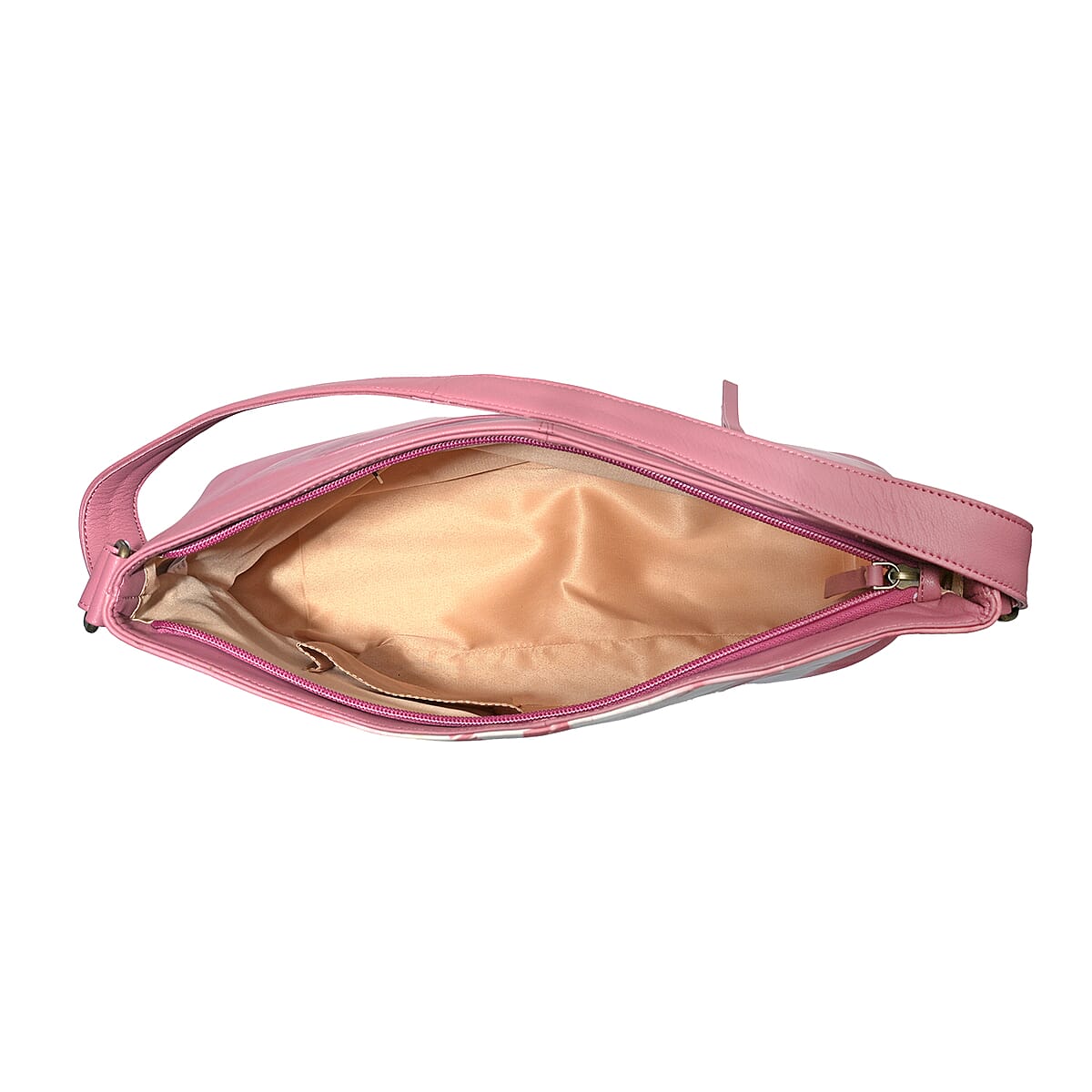 LA Marey Pink Genuine Leather Tote Bag with Silk Scarf image number 6