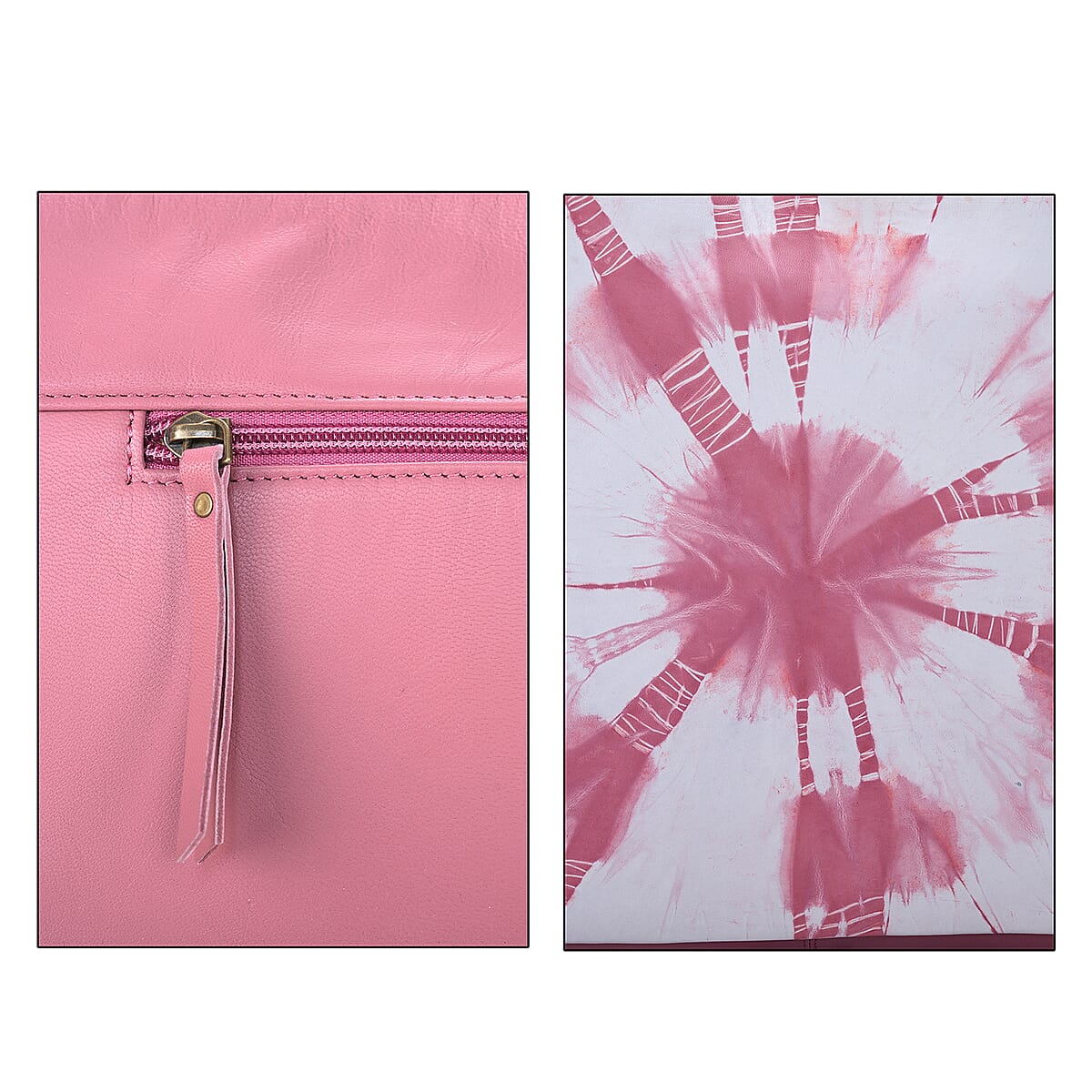 LA Marey Pink Genuine Leather Tote Bag with Silk Scarf image number 7