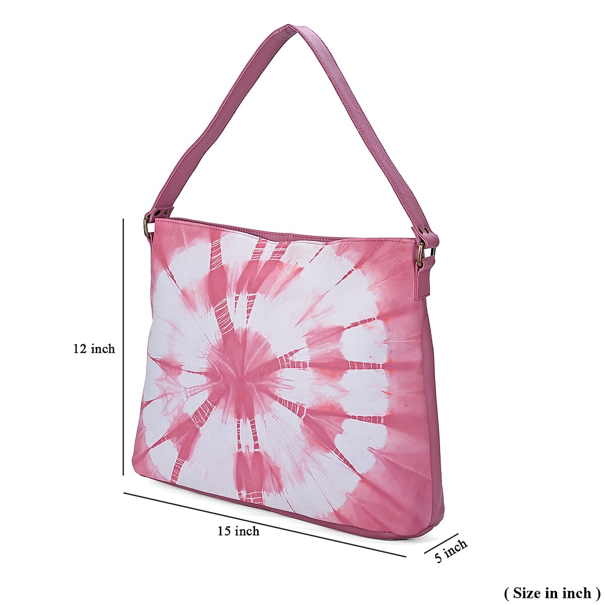 LA Marey Pink Genuine Leather Tote Bag with Silk Scarf image number 8