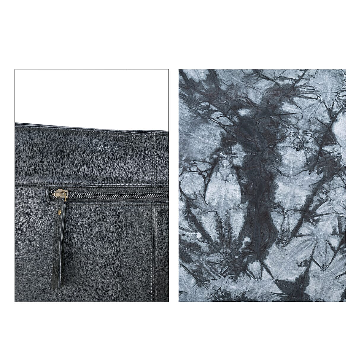 LA Marey Black Genuine Leather Tote Bag with Silk Scarf image number 7
