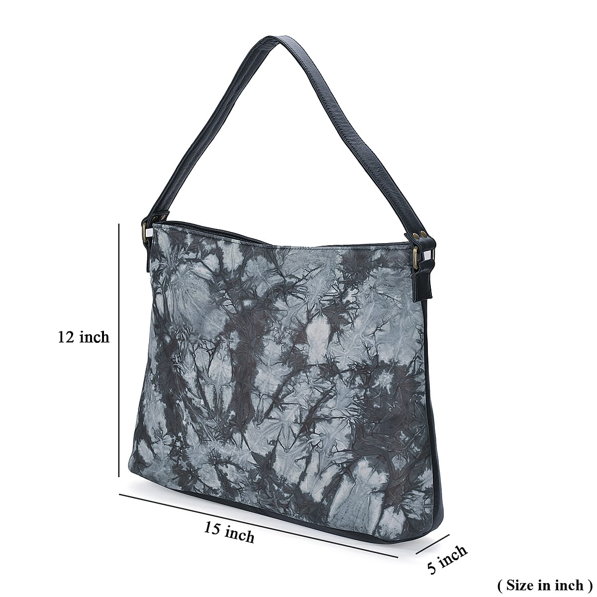 LA Marey Black Genuine Leather Tote Bag with Silk Scarf image number 8