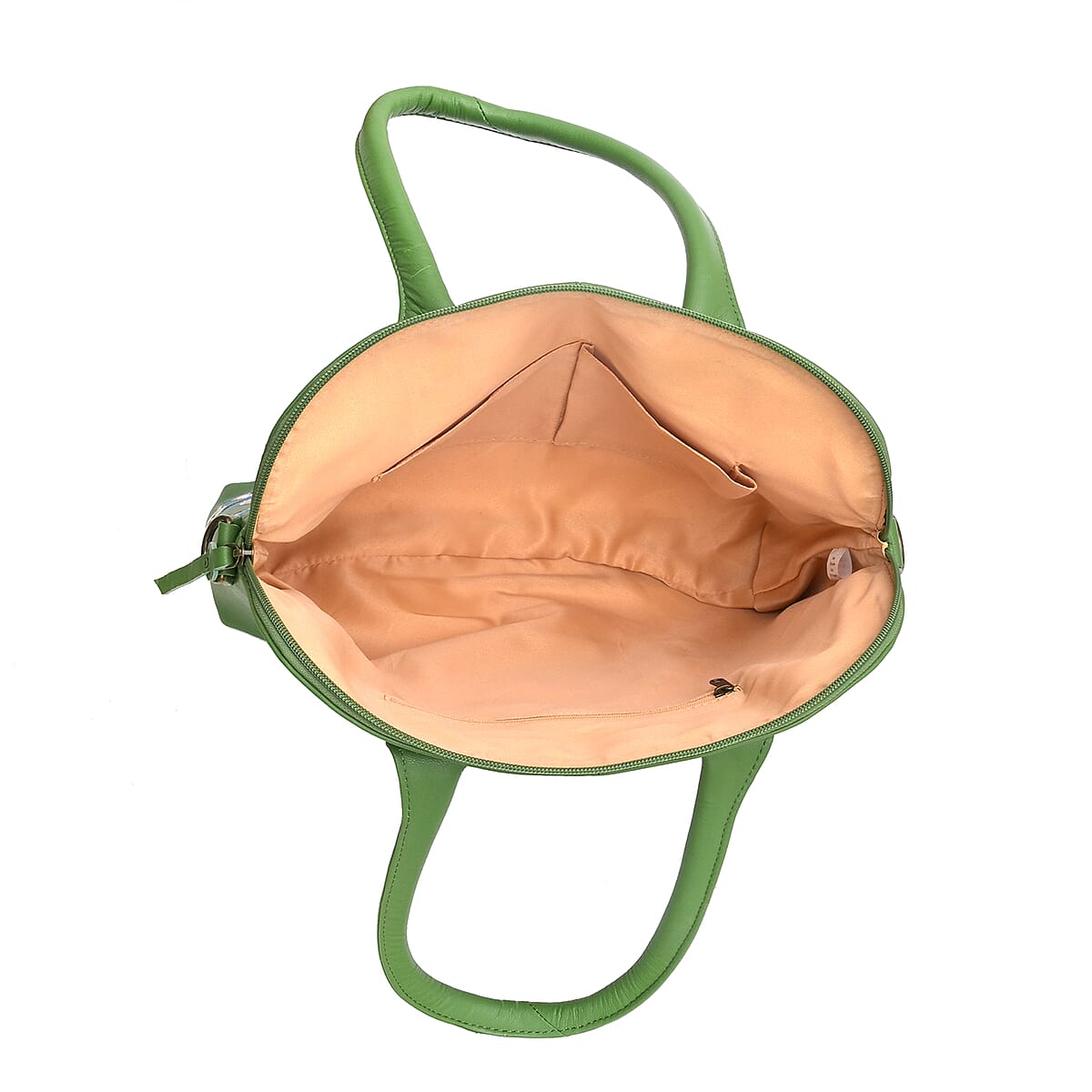 LA Marey Green Genuine Leather Embroidery Work Crossbody Bag with Silk Scarf image number 7