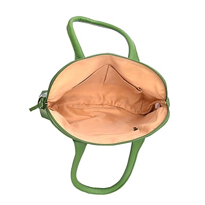 LA Marey Green Genuine Leather Embroidery Work Crossbody Bag
