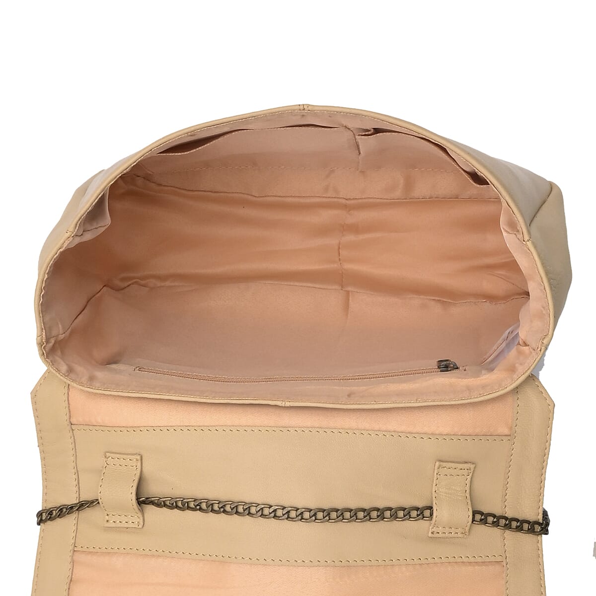 LA Marey Beige Genuine Leather Embroidery Work Crossbody Bag image number 7