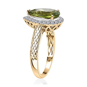 AAA Peridot and G-H SI Luxuriant Lab Grown Diamond 4.33 ctw Ring in 10K Yellow Gold (Size 10.0)