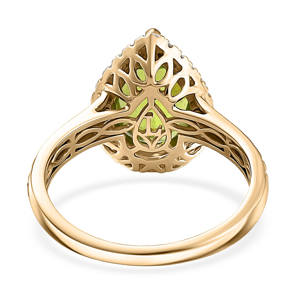 AAA Peridot and G-H SI Luxuriant Lab Grown Diamond 4.33 ctw Ring in 10K Yellow Gold (Size 10.0) image number 4