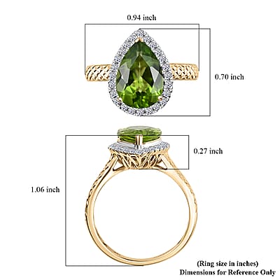 AAA Peridot and G-H SI Luxuriant Lab Grown Diamond 4.33 ctw Ring in 10K Yellow Gold (Size 10.0)