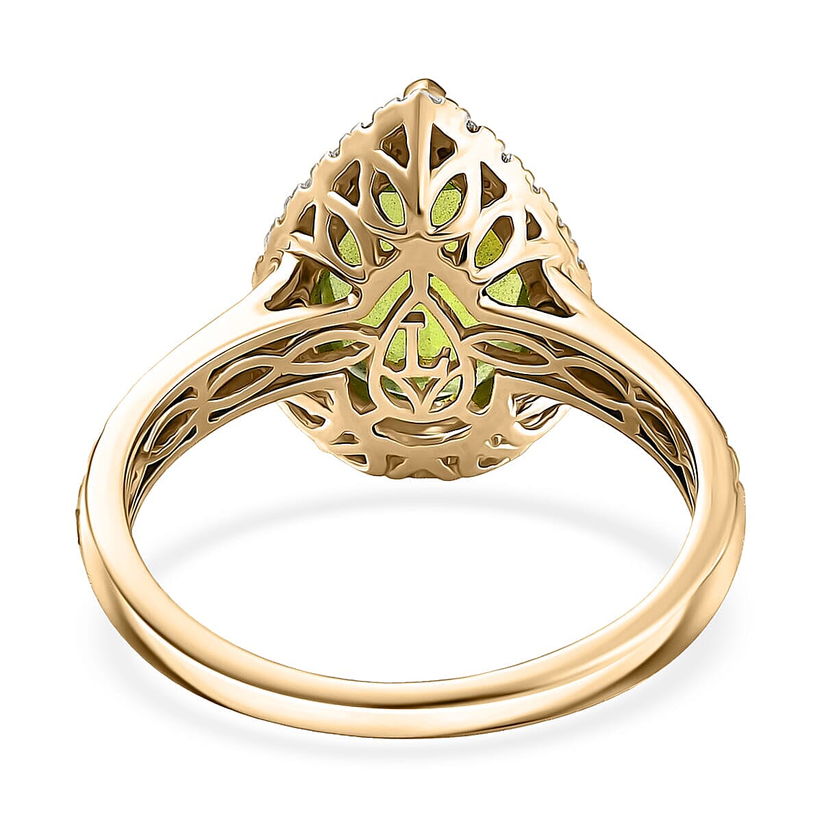 AAA Peridot and G-H SI Luxuriant Lab Grown Diamond 4.33 ctw Ring in 10K Yellow Gold (Size 8.0) image number 4