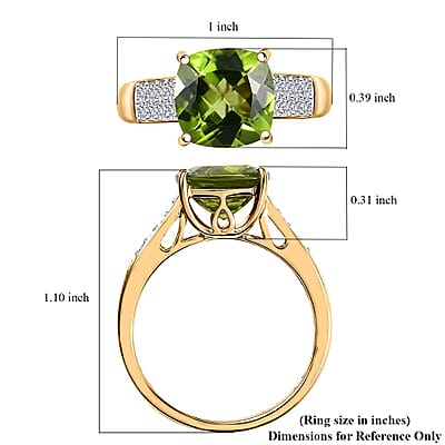 AAA Peridot and G-H SI Luxuriant Lab Grown Diamond 4.62 ctw Ring in 10K Yellow Gold (Size 10.0)