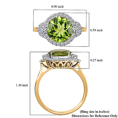 AAA Peridot and Luxuriant Lab Grown Diamond G-H SI 4.35 ctw Ring in 10K Yellow Gold (Size 11.0)