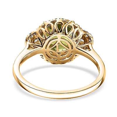 AAA Peridot and Luxuriant Lab Grown Diamond G-H SI 4.35 ctw Ring in 10K Yellow Gold (Size 12.0)