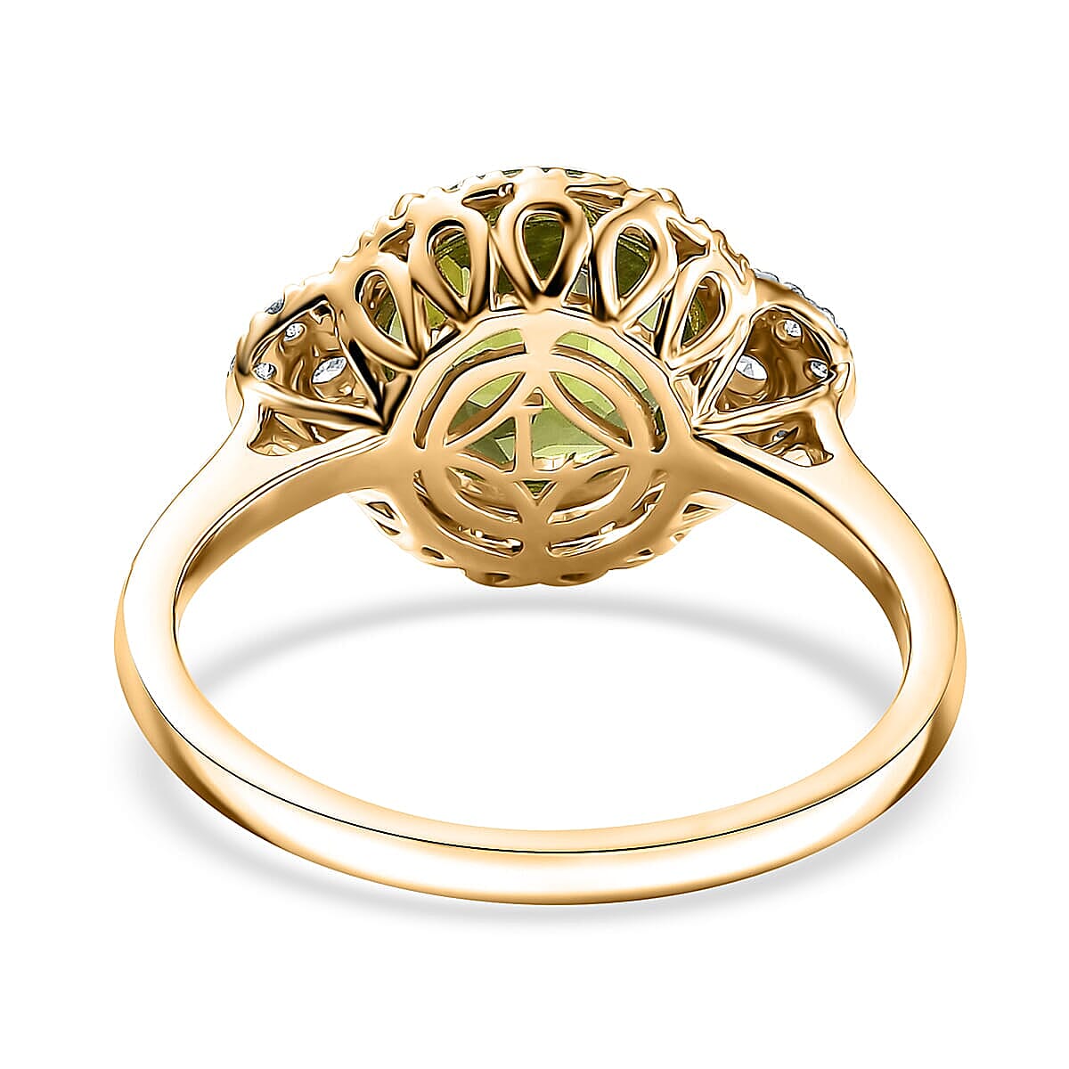 AAA Peridot and Luxuriant Lab Grown Diamond G-H SI 4.35 ctw Ring in 10K Yellow Gold (Size 7.5) image number 4