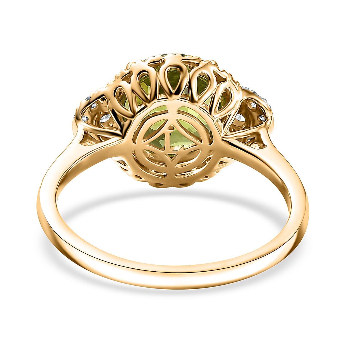 AAA Peridot and Luxuriant Lab Grown Diamond G-H SI 4.35 ctw Ring in 10K Yellow Gold (Size 8.0) image number 4