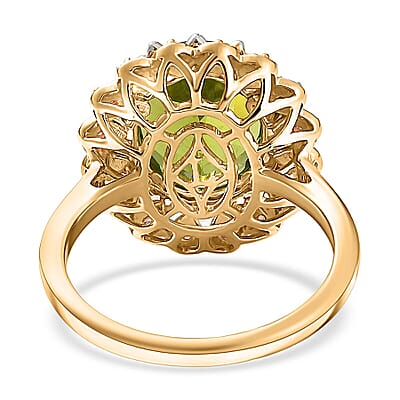 AAA Peridot, Padparadscha Sapphire, Lab Grown Diamond (G-H, SI) Ring in 10K Yellow Gold 6.03 ctw (Size 12.0)