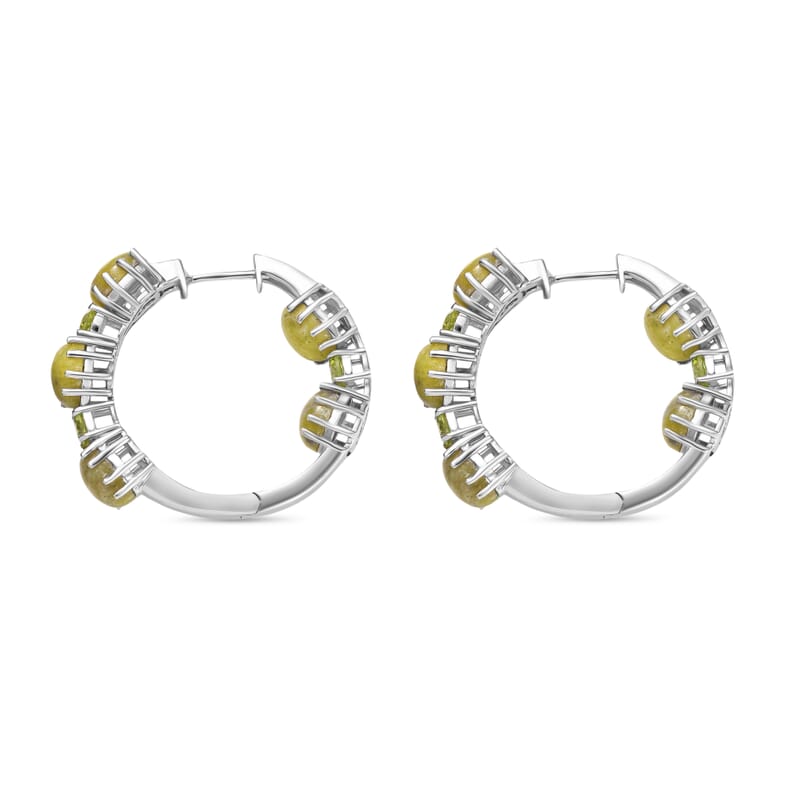 EverTrue Connemara Marble and Peridot 15.10 ctw Whispers of Ireland Clover Leaf Earrings in Platinum Bond