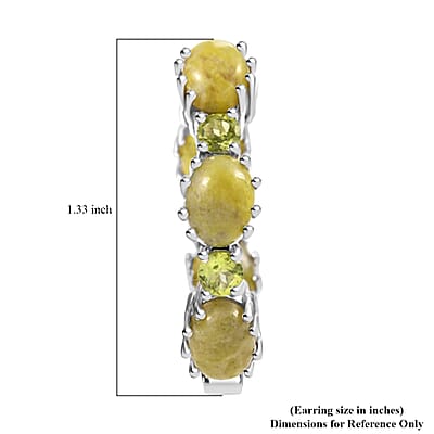 EverTrue Connemara Marble and Peridot 15.10 ctw Whispers of Ireland Clover Leaf Earrings in Platinum Bond