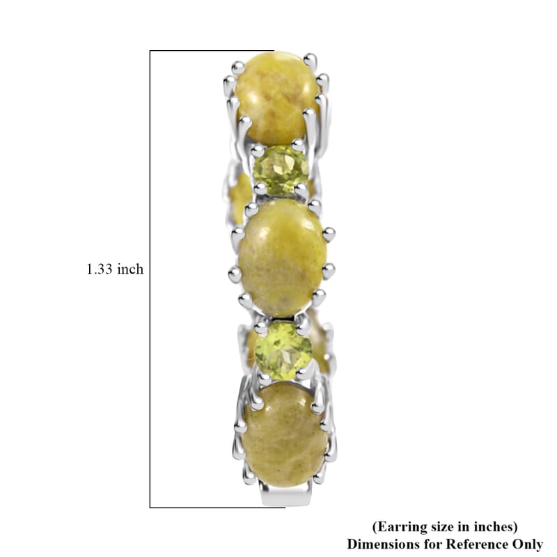 EverTrue Connemara Marble and Peridot 15.10 ctw Whispers of Ireland Clover Leaf Earrings in Platinum Bond