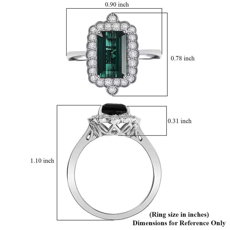 Certified & Appraised Rhapsody AAAA Monte Belo Indicolite and E-F VS Diamond 3.98 ctw Ring in 950 Platinum (Size 10.0) 7.24 Grams