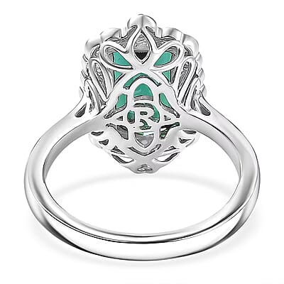 Certified & Appraised Rhapsody AAAA Monte Belo Indicolite and E-F VS Diamond 3.98 ctw Ring in 950 Platinum (Size 11.0) 7.24 Grams