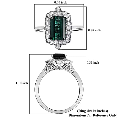 Certified & Appraised Rhapsody AAAA Monte Belo Indicolite and E-F VS Diamond 3.98 ctw Ring in 950 Platinum (Size 5.0) 7.24 Grams