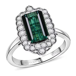 Certified & Appraised Rhapsody AAAA Monte Belo Indicolite and E-F VS Diamond 3.98 ctw Ring in 950 Platinum (Size 7.0) 7.24 Grams