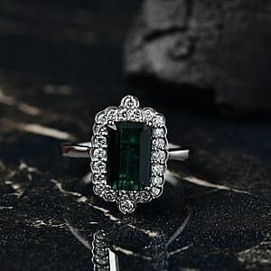 Certified & Appraised Rhapsody AAAA Monte Belo Indicolite and E-F VS Diamond 3.98 ctw Ring in 950 Platinum (Size 8.0) 7.24 Grams