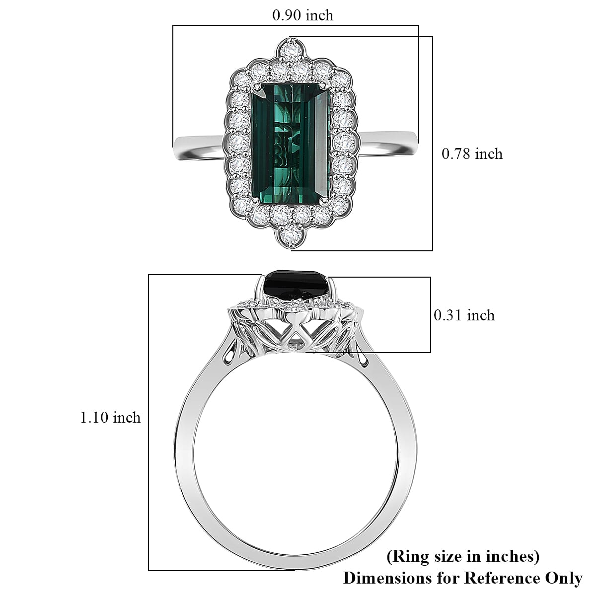 Certified & Appraised Rhapsody AAAA Monte Belo Indicolite and E-F VS Diamond 3.98 ctw Ring in 950 Platinum (Size 8.0) 7.24 Grams image number 5