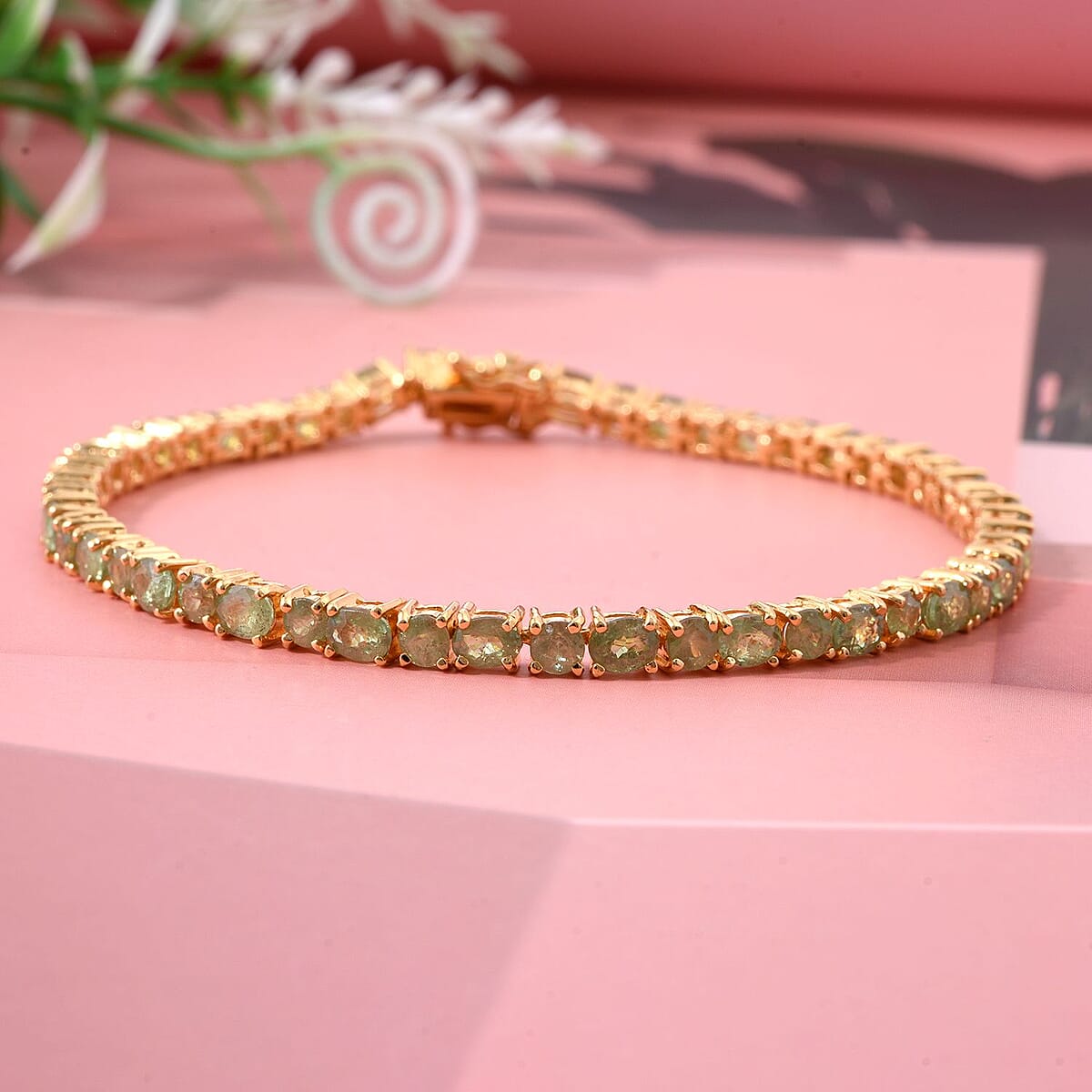 D'Joy Ambanja Demantoid Garnet 8.35 ctw Evergreen Elegance Bracelet in 18K Vermeil Yellow Gold Over Sterling Silver (6.50 In) image number 1
