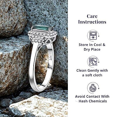 Certified & Appraised Luxoro AAA Monte Belo Indicolite and G-H I2 Diamond 1.11 ctw Ring in 10K White Gold (Size 12.0)