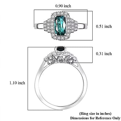 Certified & Appraised Luxoro AAA Monte Belo Indicolite and G-H I2 Diamond 1.11 ctw Ring in 10K White Gold (Size 12.0)