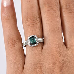 Certified & Appraised Rhapsody AAAA Monte Belo Indicolite and E-F VS Diamond 1.54 ctw Ring in 950 Platinum (Size 5.0) 5.70 Grams