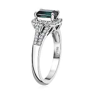 Certified & Appraised Rhapsody AAAA Monte Belo Indicolite and E-F VS Diamond 1.54 ctw Ring in 950 Platinum (Size 5.5) 5.70 Grams