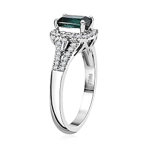 Certified & Appraised Rhapsody AAAA Monte Belo Indicolite and E-F VS Diamond 1.54 ctw Ring in 950 Platinum (Size 8.0) 5.70 Grams