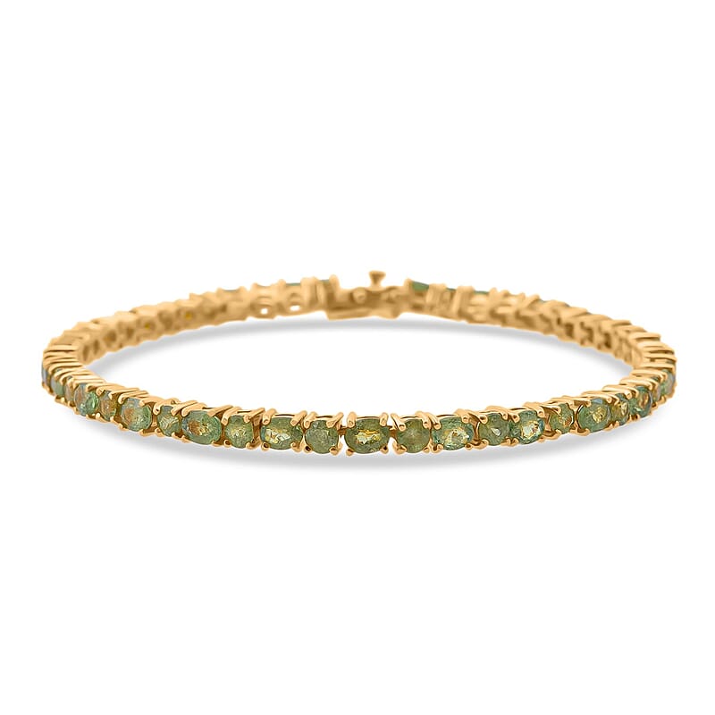D'Joy Ambanja Demantoid Garnet 9.85 ctw Evergreen Elegance Bracelet in 18K Vermeil Yellow Gold Over Sterling Silver (7.25 In)