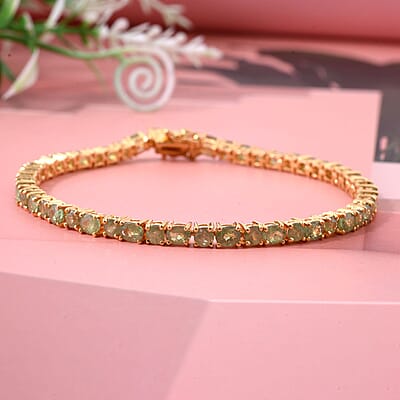 D'Joy Ambanja Demantoid Garnet 9.85 ctw Evergreen Elegance Bracelet in 18K Vermeil Yellow Gold Over Sterling Silver (7.25 In)